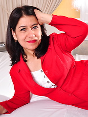 Hairy Latin housewife getting very naughty